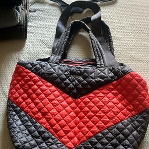 MZ Wallace quilted size large tote with luggage pocket